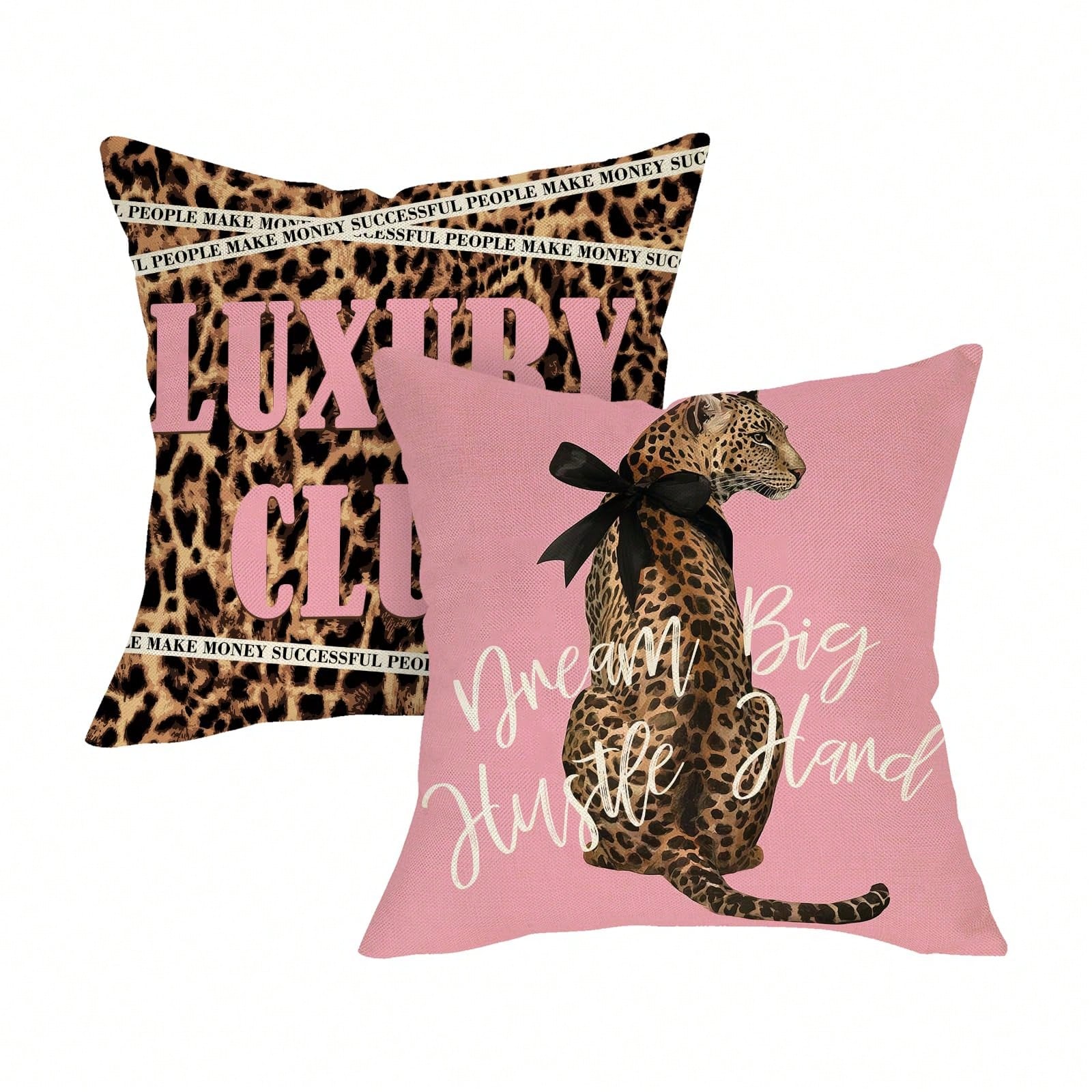 Pillow Insert 18X18 - 2pcs Leopard Print Pink Decorative Throw