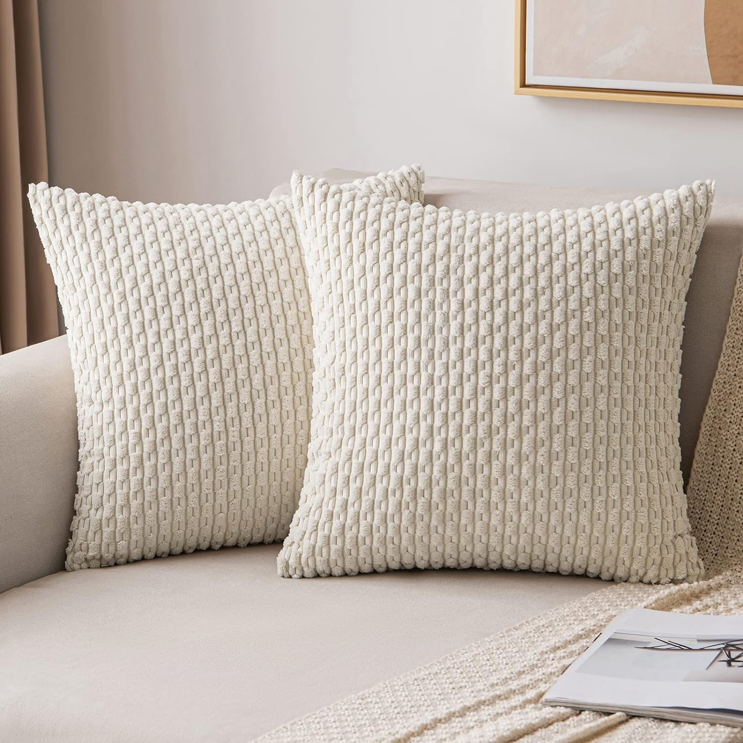 Striped Throw Pillow Cover 18x - Pillow Insert 18X18 评论和价格