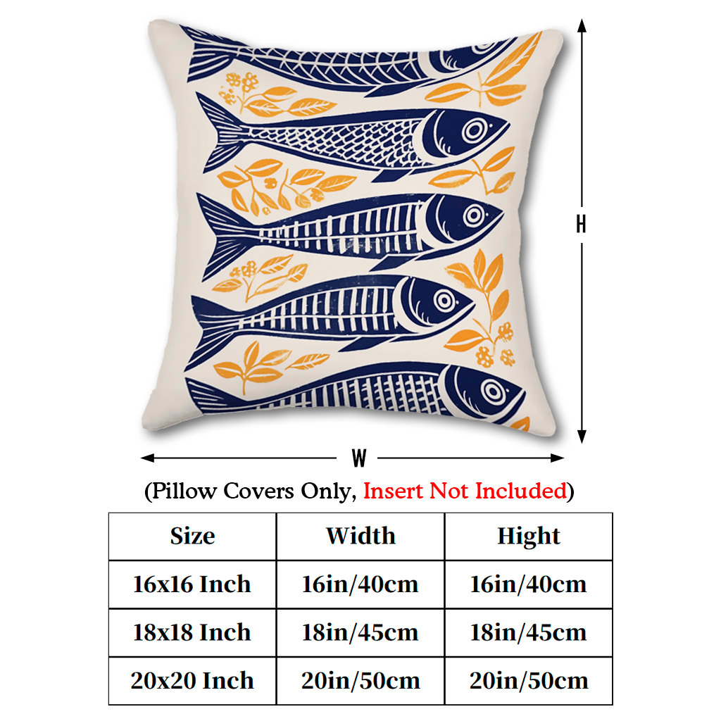 1pc Danish Woodcut Sardine Pil - Pillow Insert 18X18 评论和价格