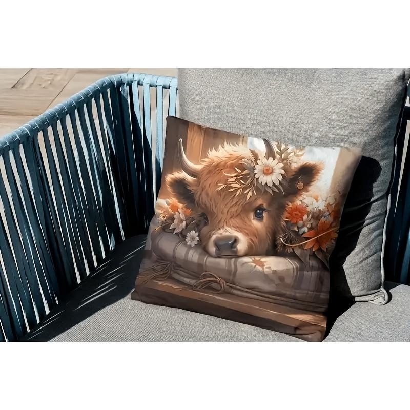 2D Flat - 1pc Highland Cow Pil - Pillow Insert 18X18 评论和价格